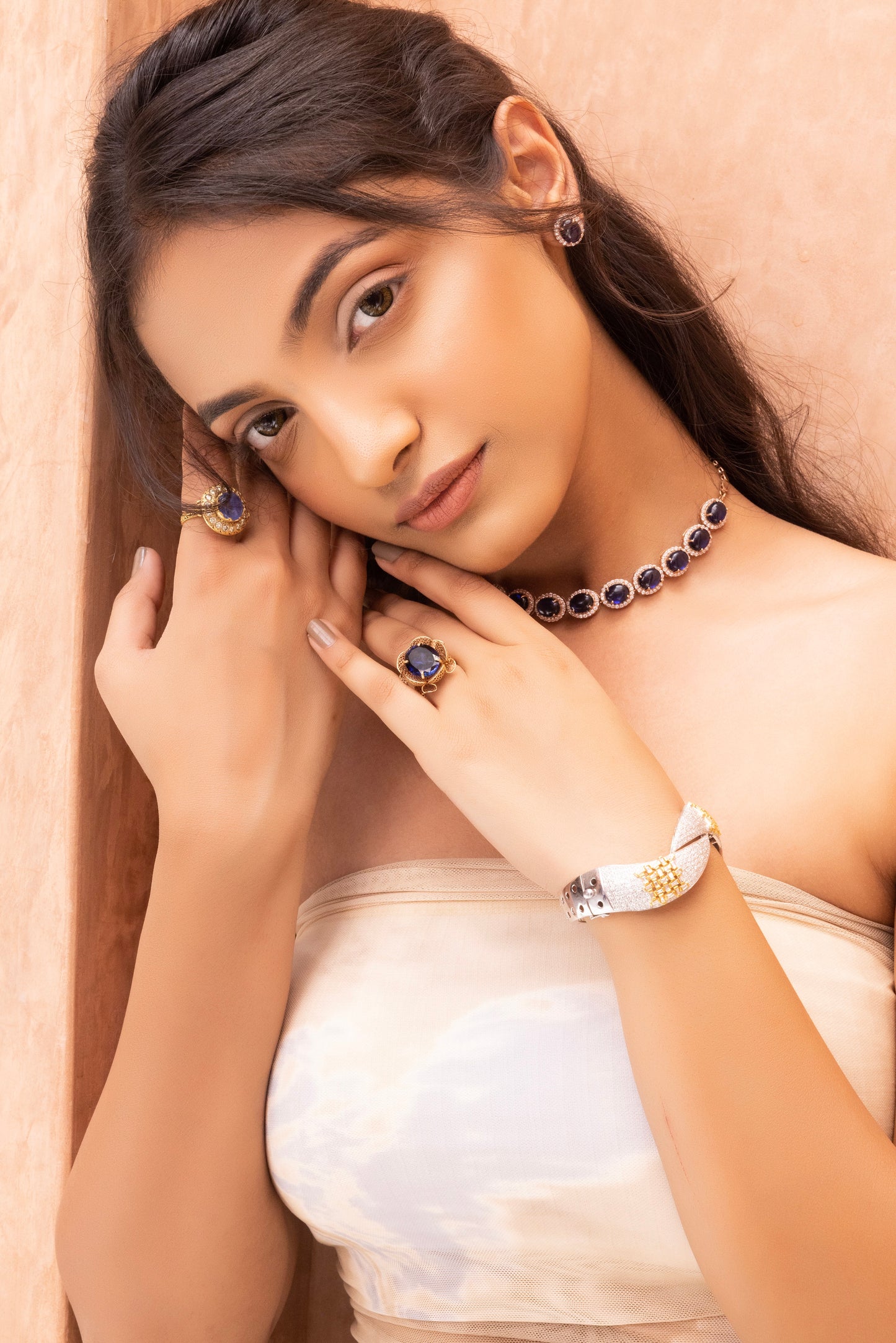 Diamond Inter Cross Bracelet Two Tone