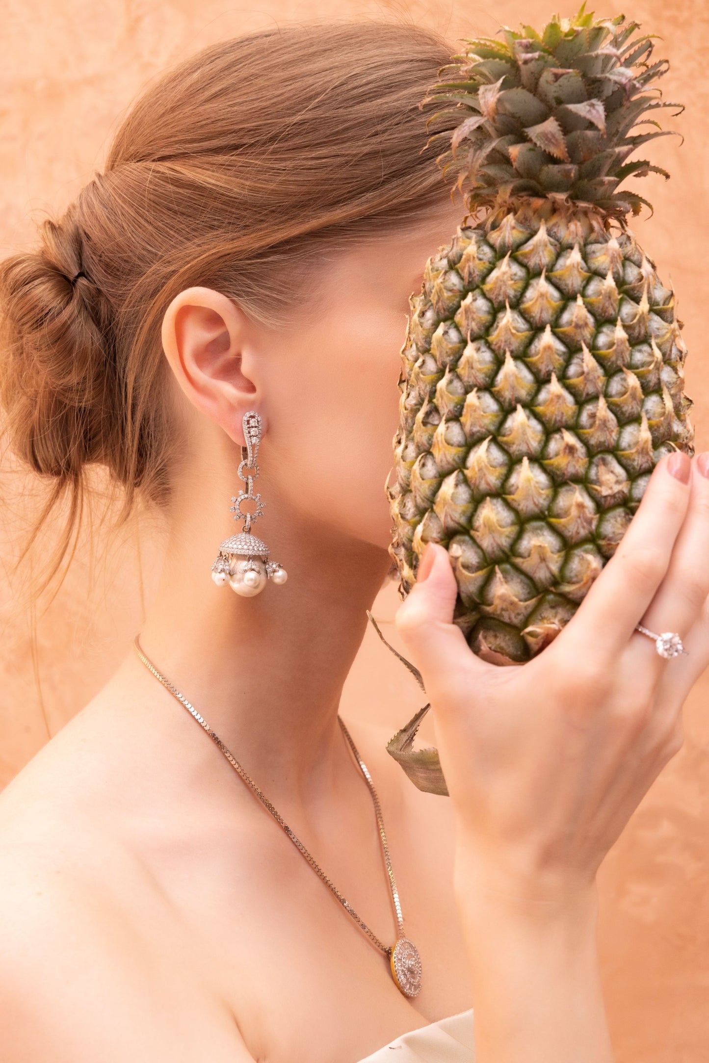 Lustrous Pearl  Diamond Earrings