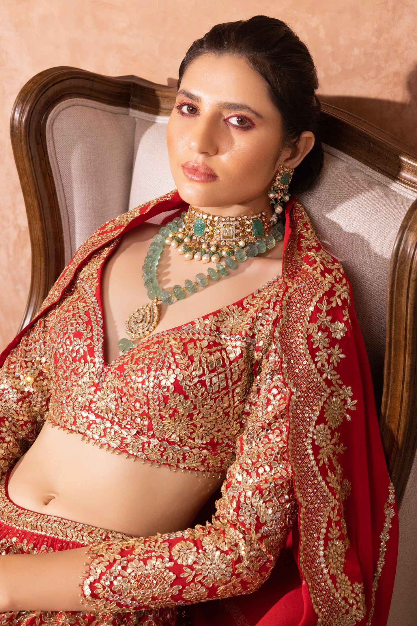 Manahil Emerald & Polki Choker Set