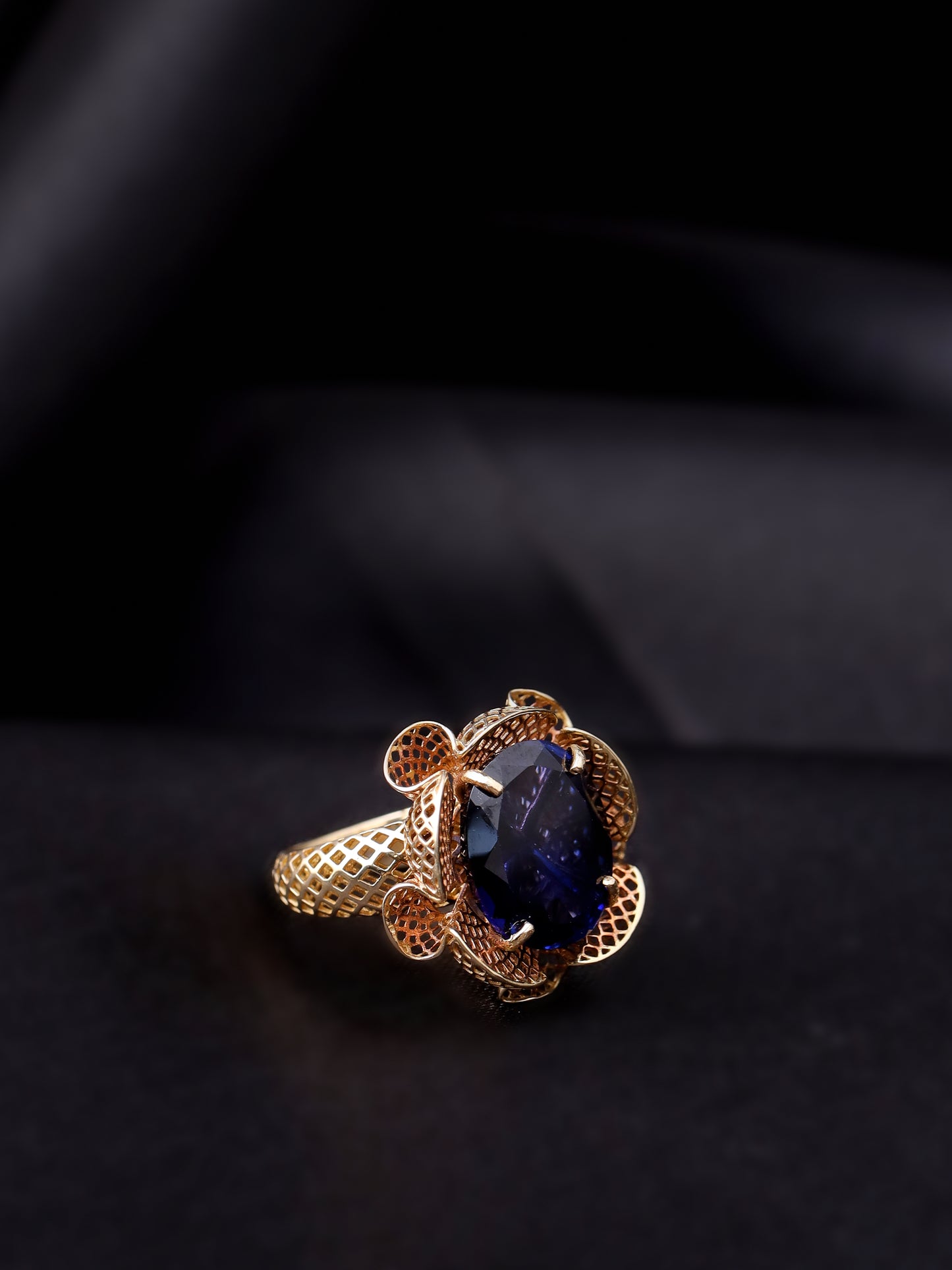 Repoussé Iolite Ring