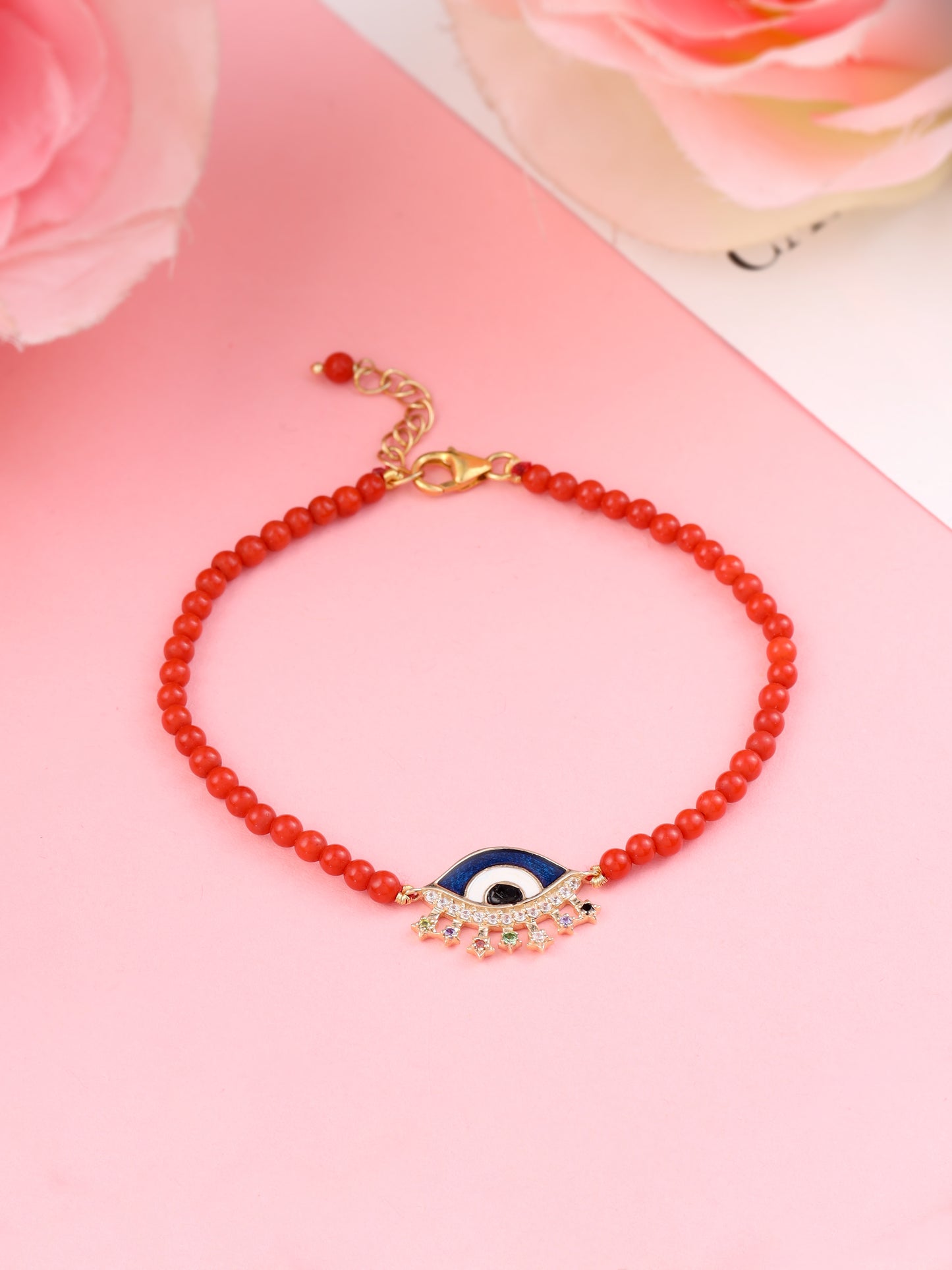 The Basic Evil Eye with Coral Beads Bracelet