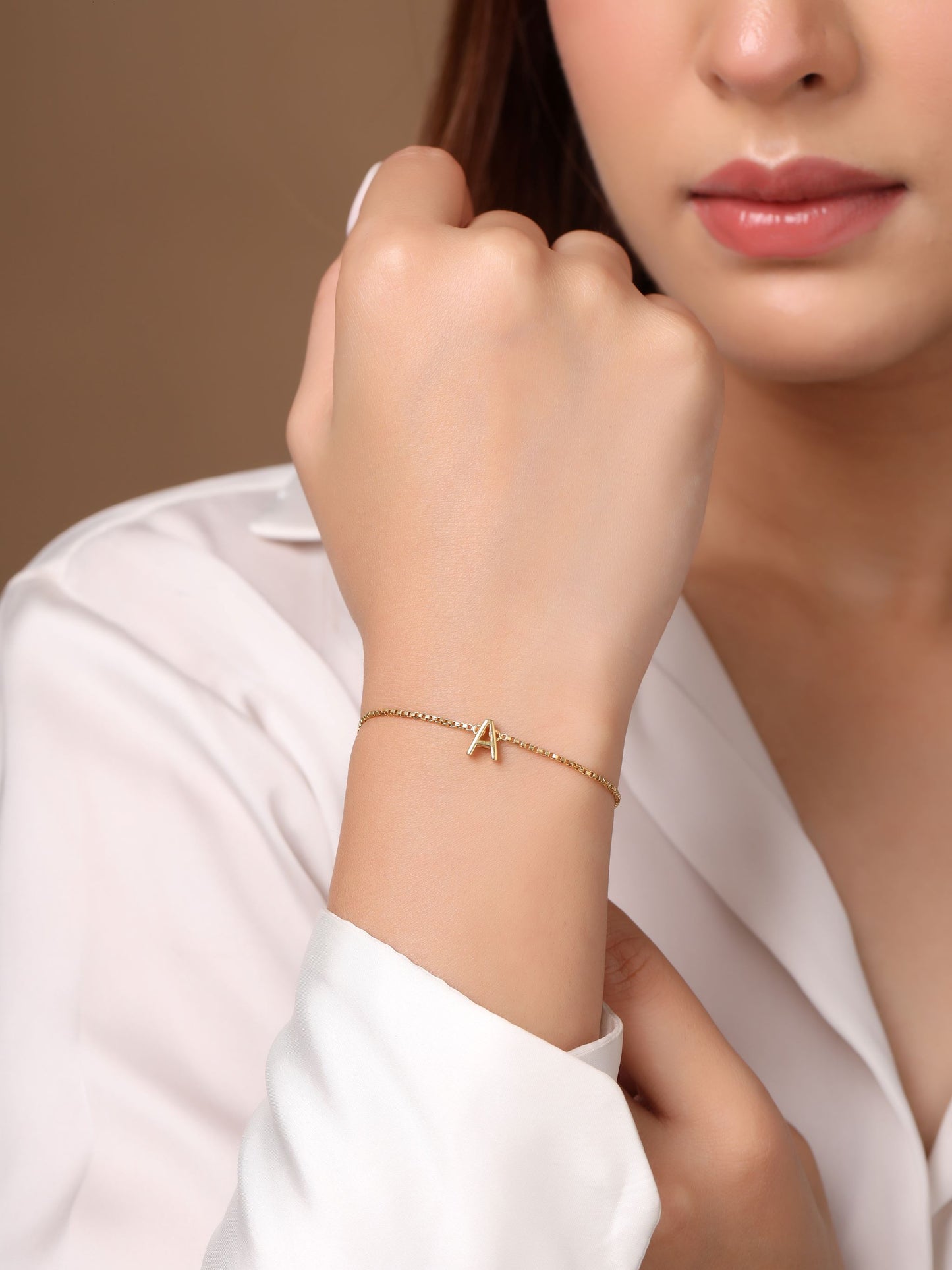 "A" Initial Gold Bracelet