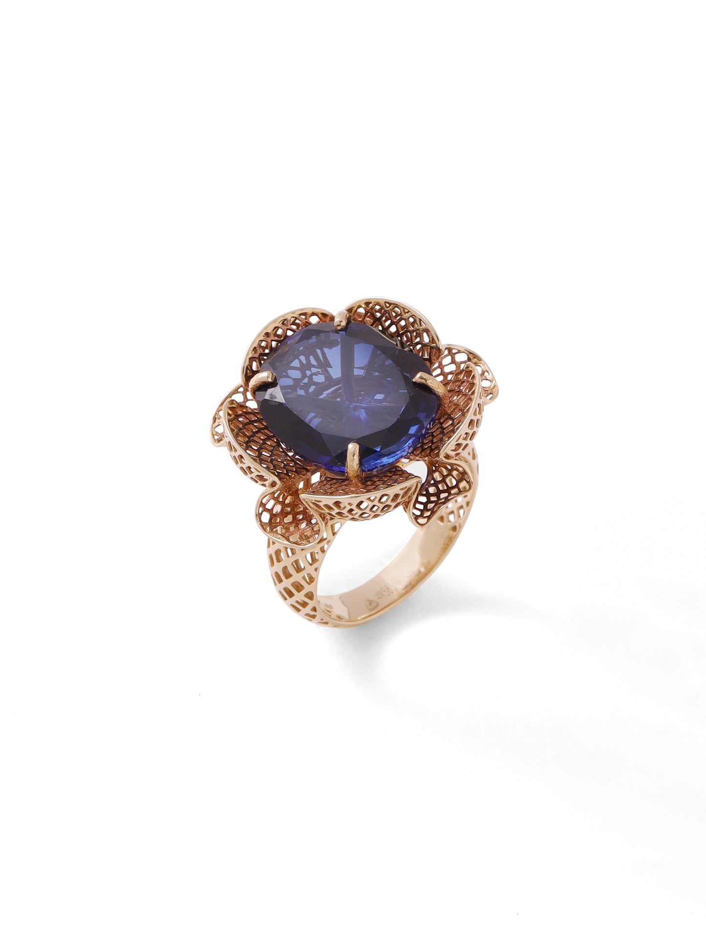 Repoussé Iolite Ring