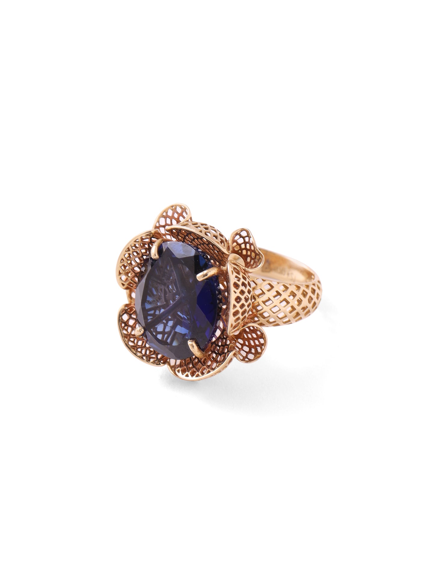 Repoussé Iolite Ring