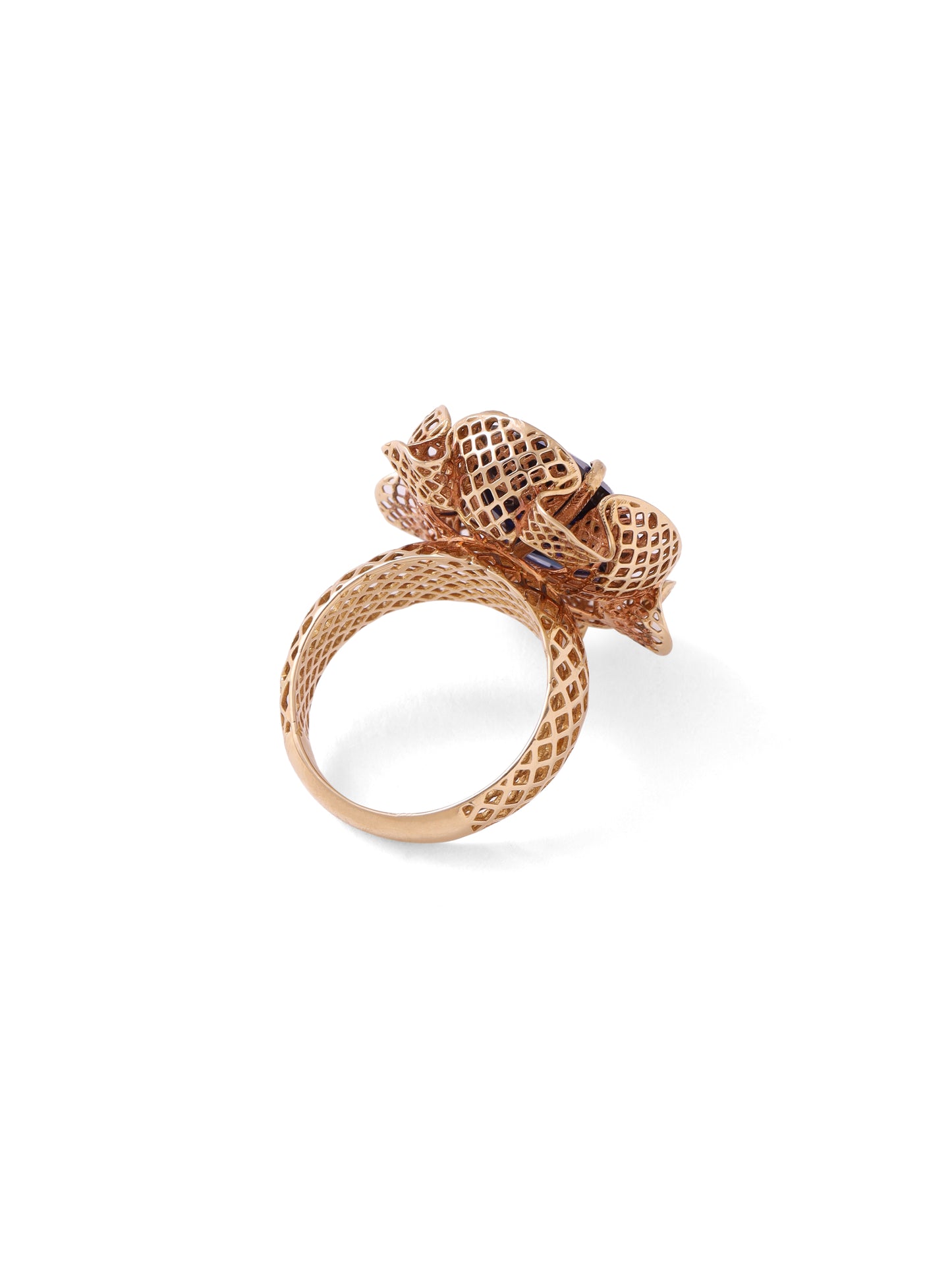 Repoussé Iolite Ring