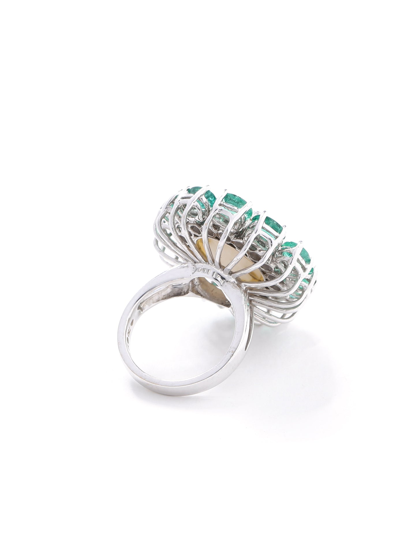 South Sea Pearl Emerald Diamond Cocktail Ring