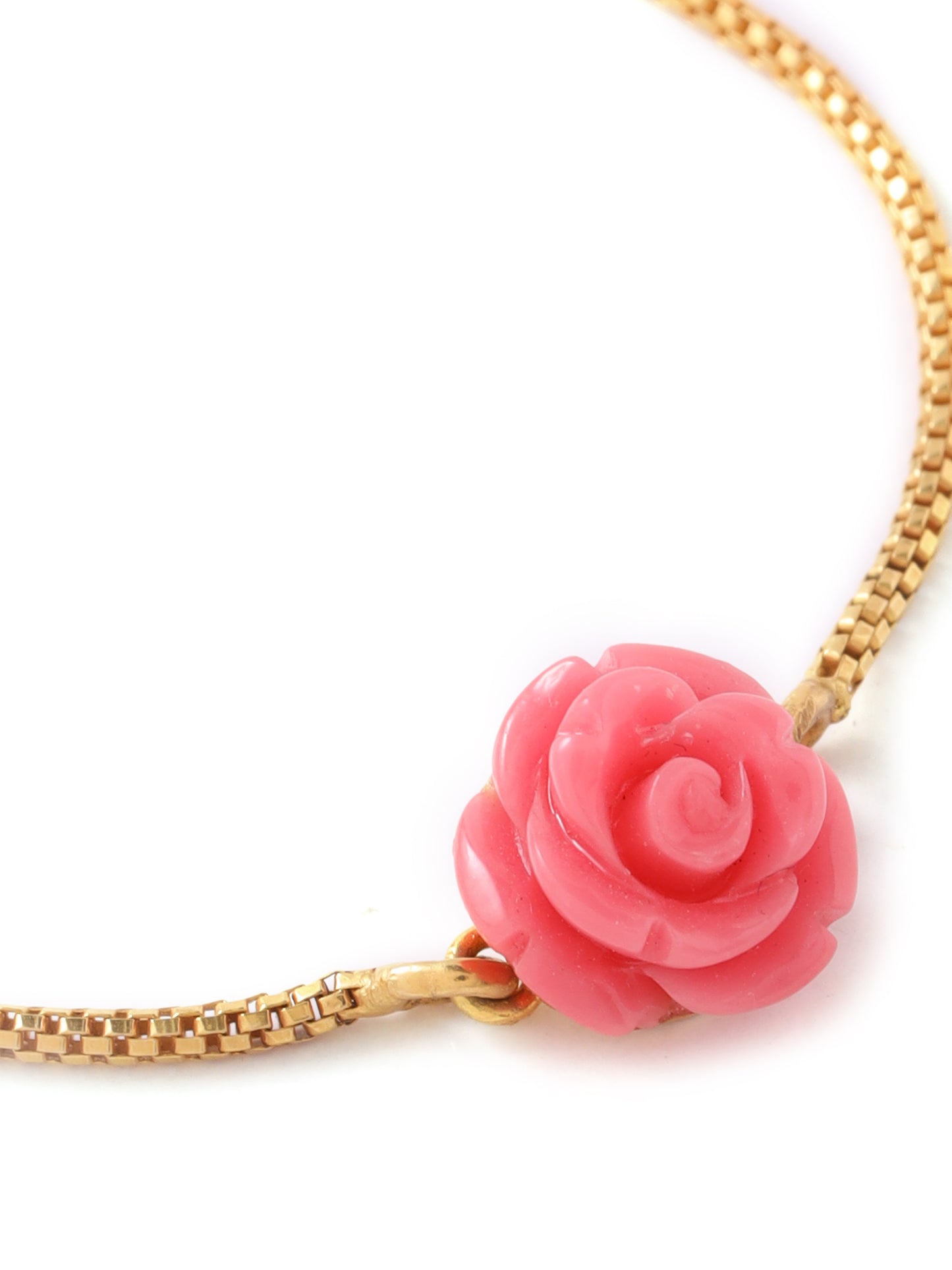 Coral Rose on a Chain Bracelet