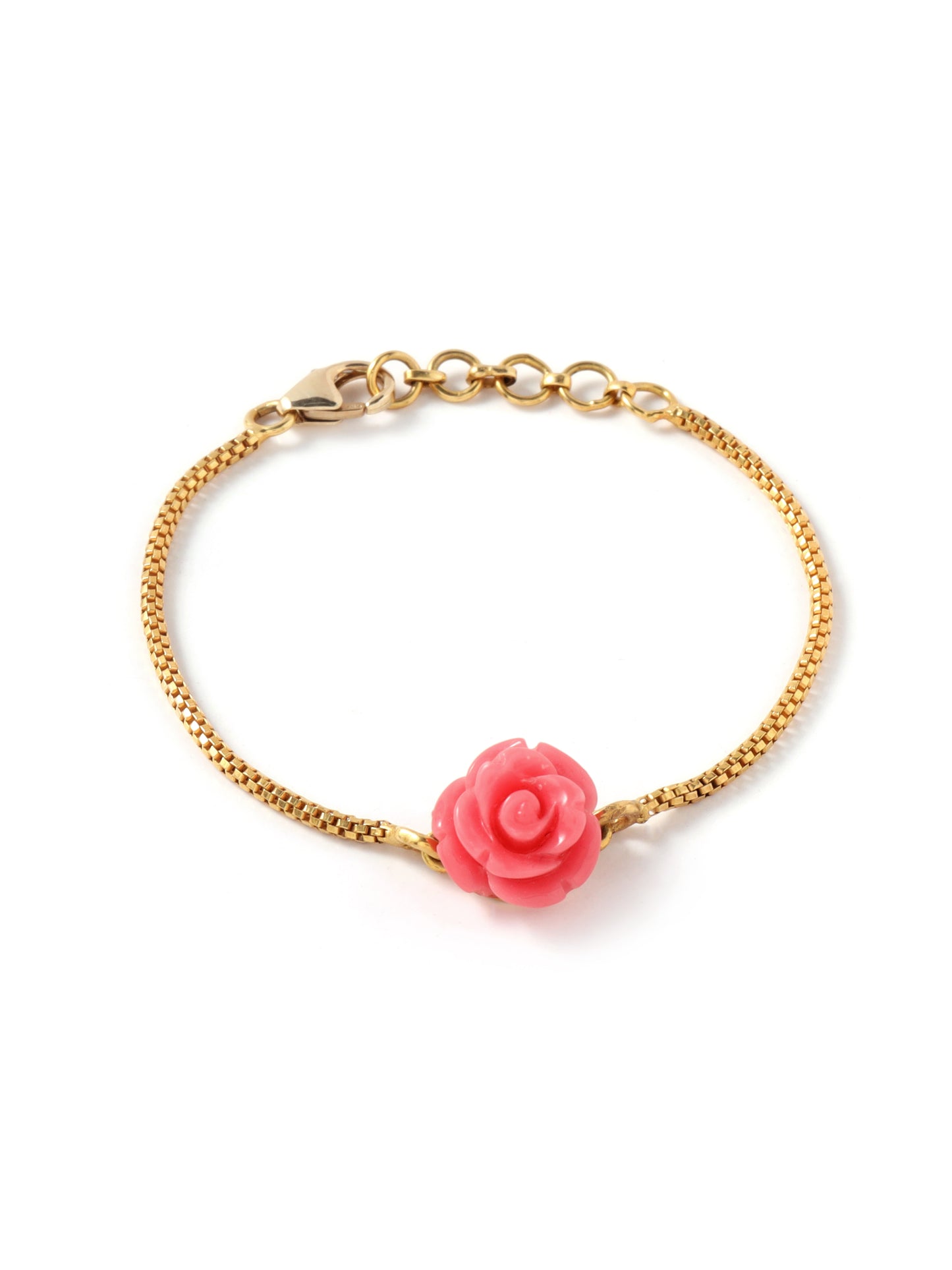 Coral Rose on a Chain Bracelet