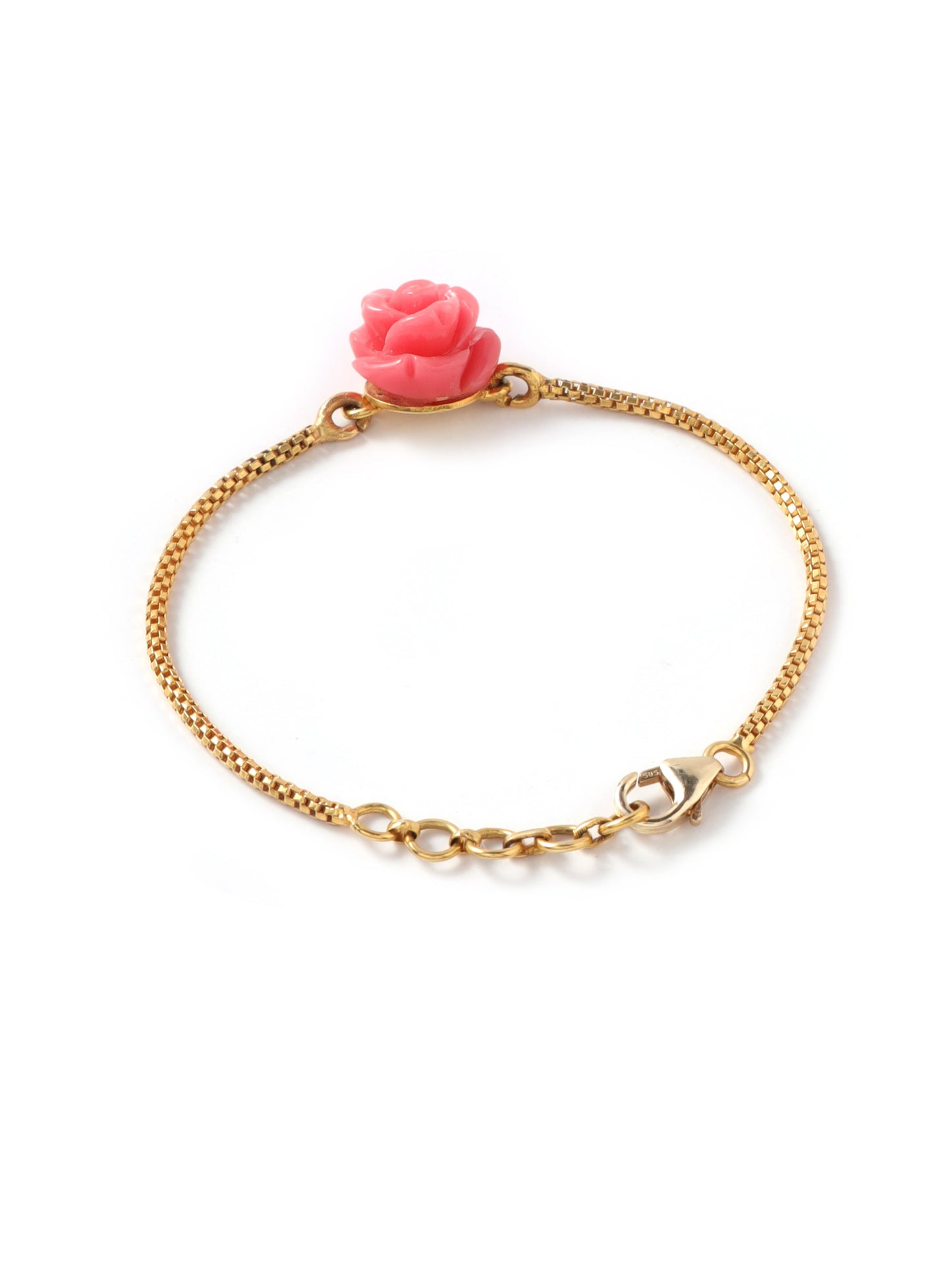 Coral Rose on a Chain Bracelet