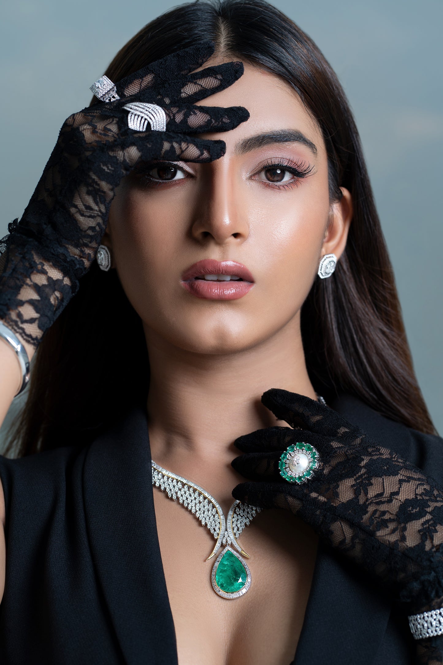 South Sea Pearl Emerald Diamond Cocktail Ring