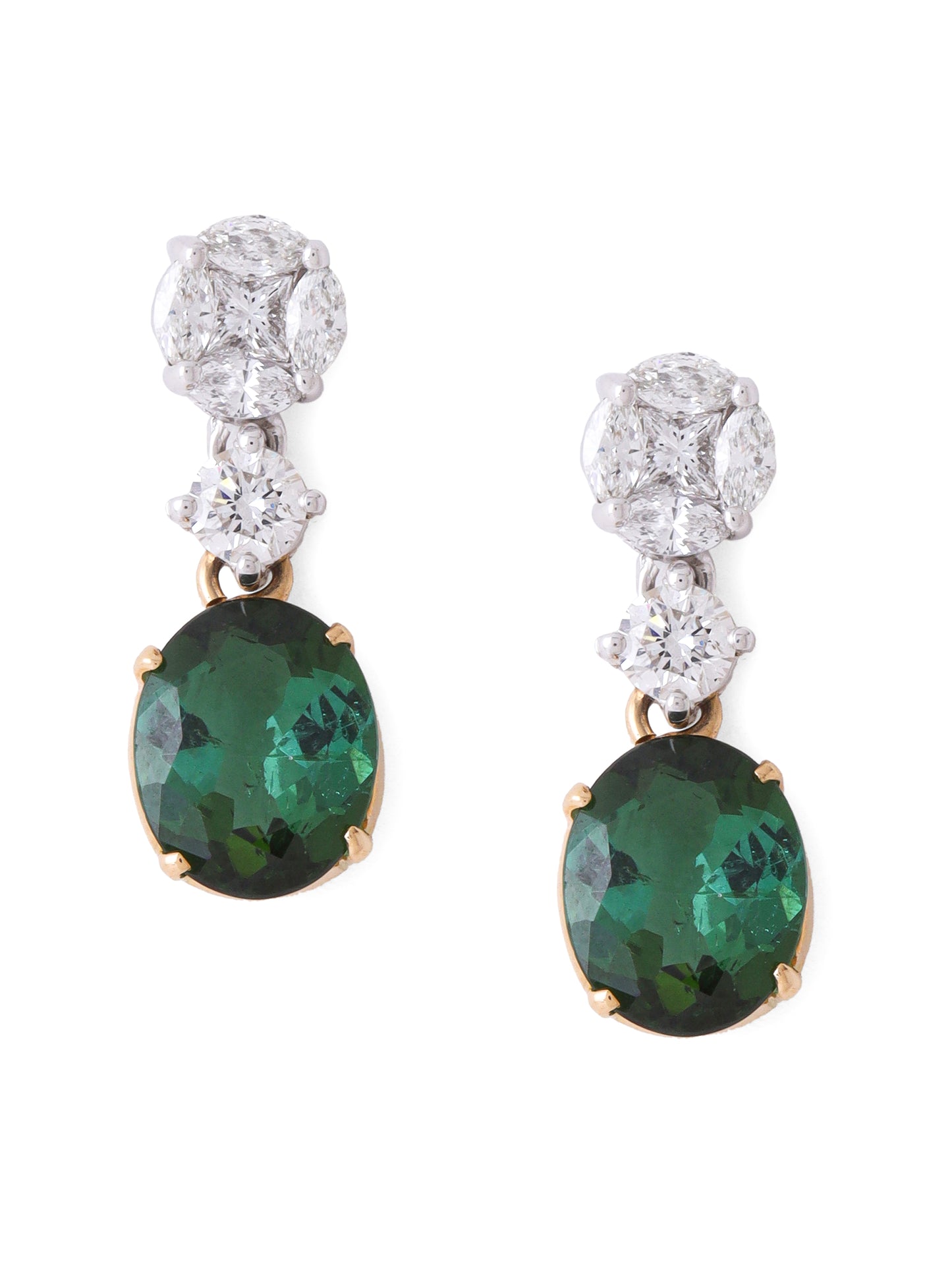 Diamond Green Tourmaline Earrings