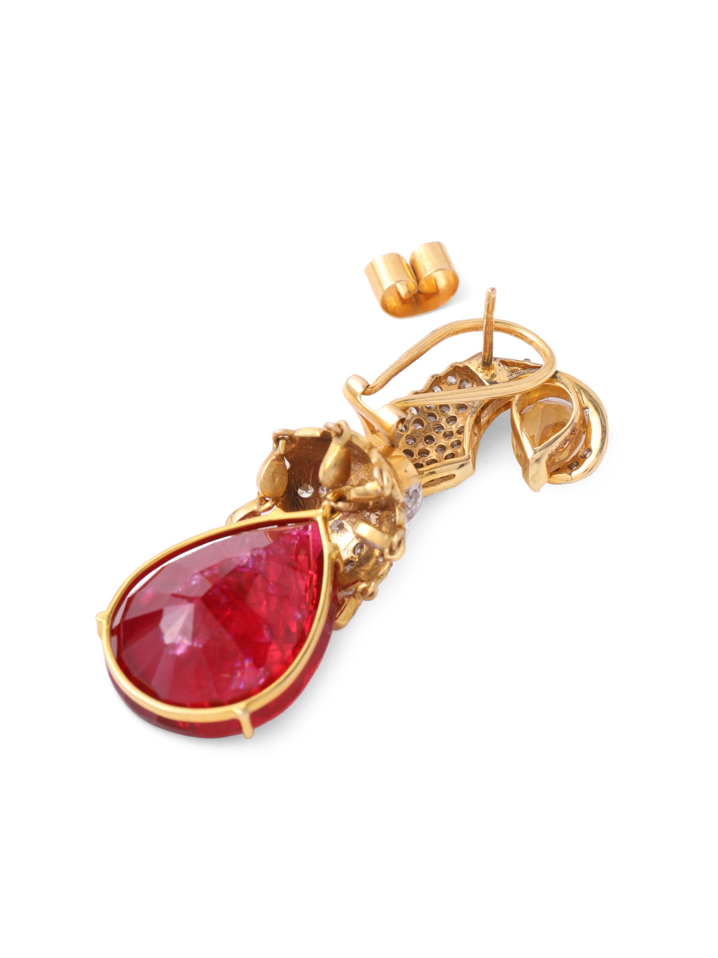 Peacock Carmine Diamond Earrings