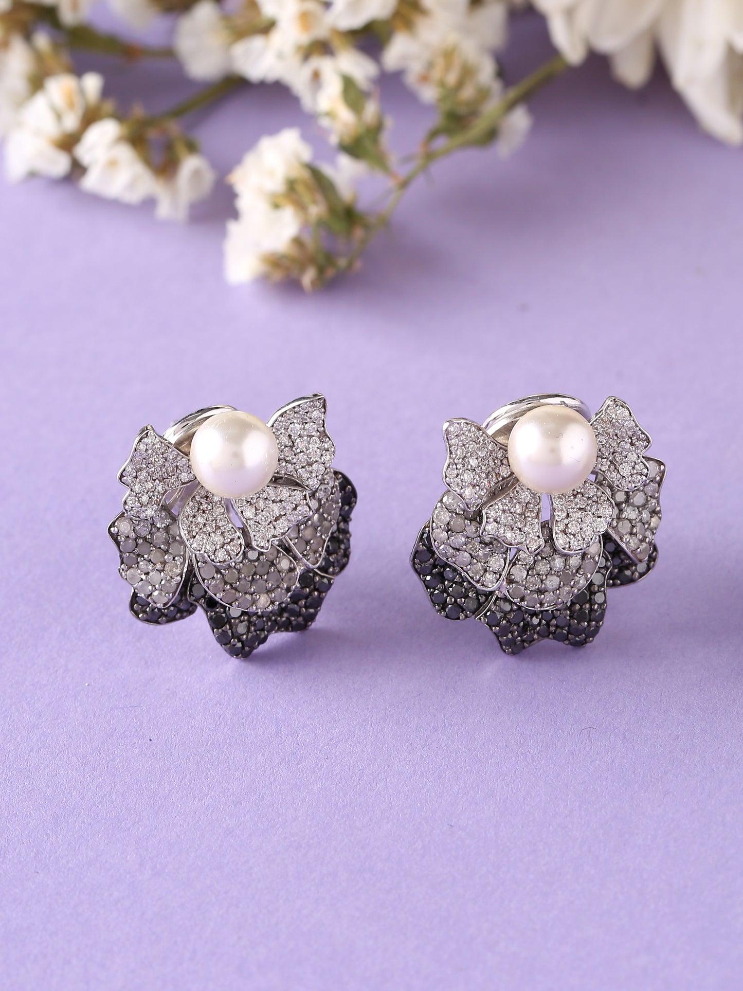 Frosted Diamond Orchid Studs