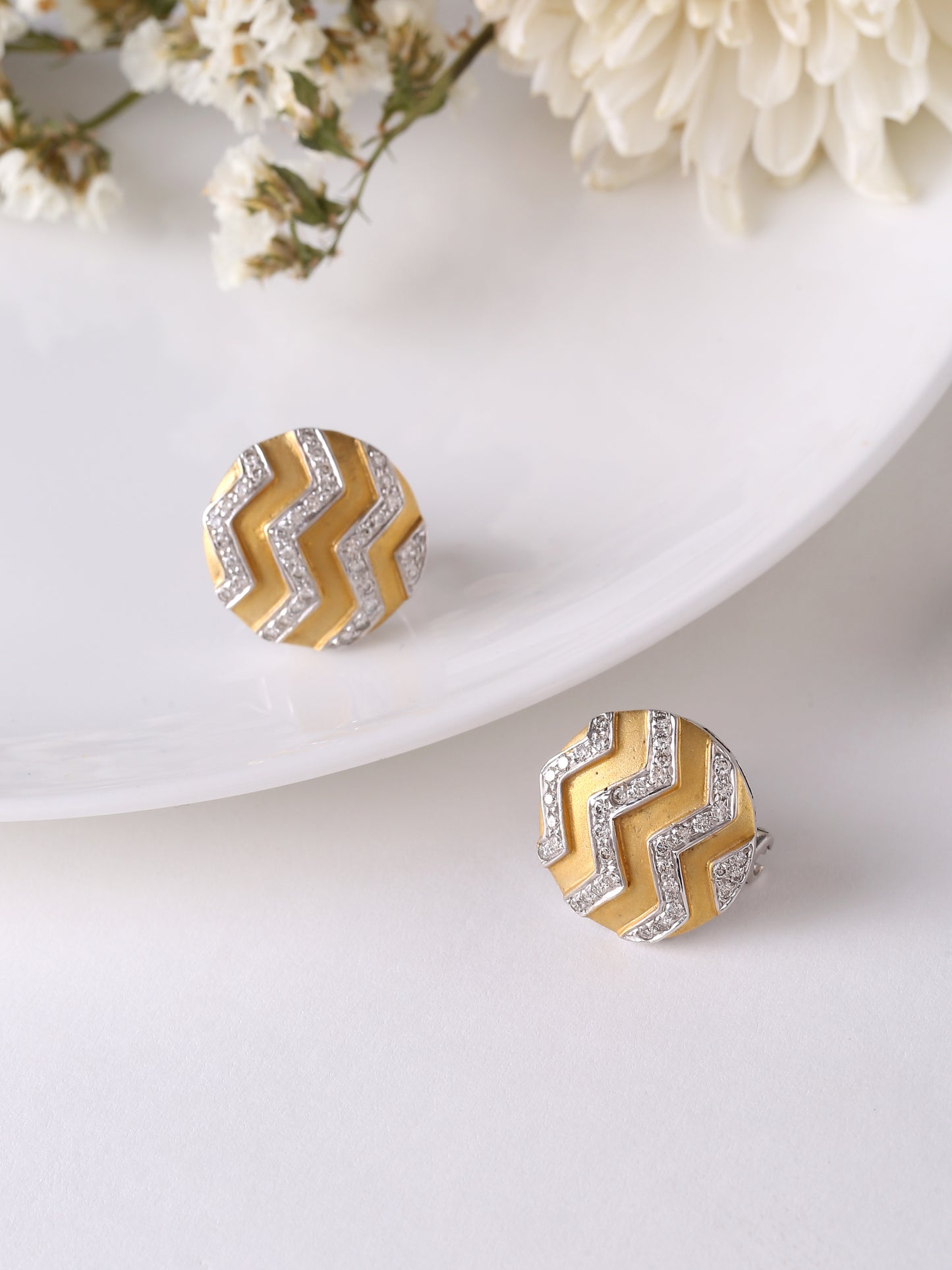 Diamond Chevron Studs