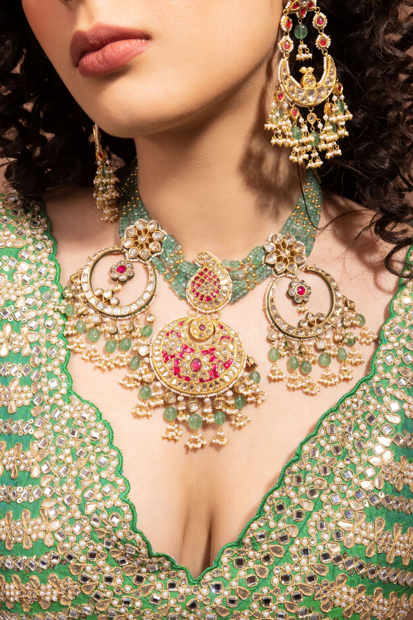 Polki Chandbali Necklace Set