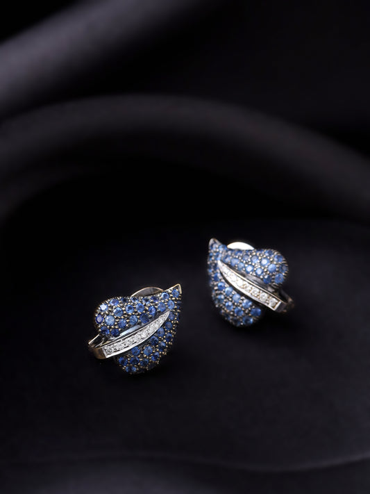 Blue Sapphire & Diamond Betal Studs