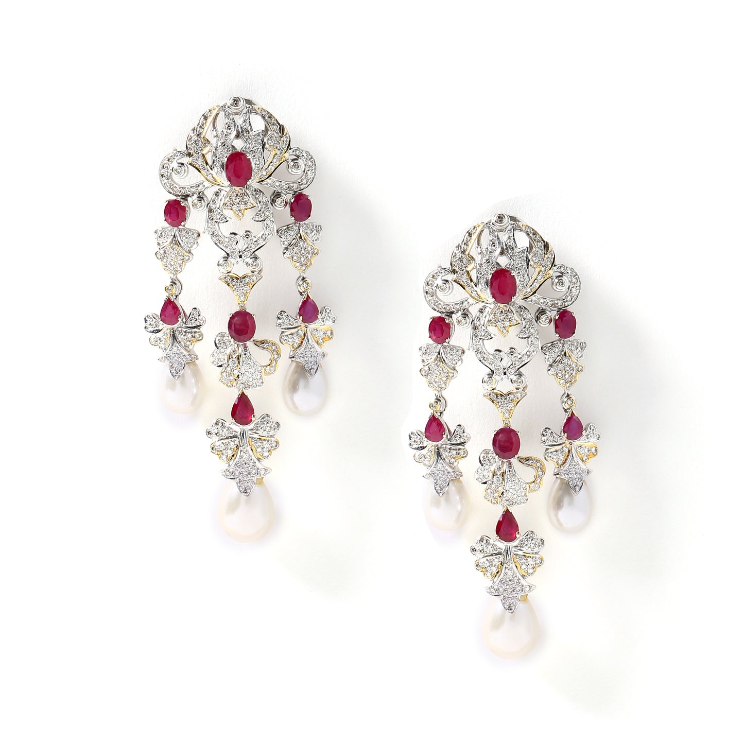 Ruby And Diamond Long Earrings