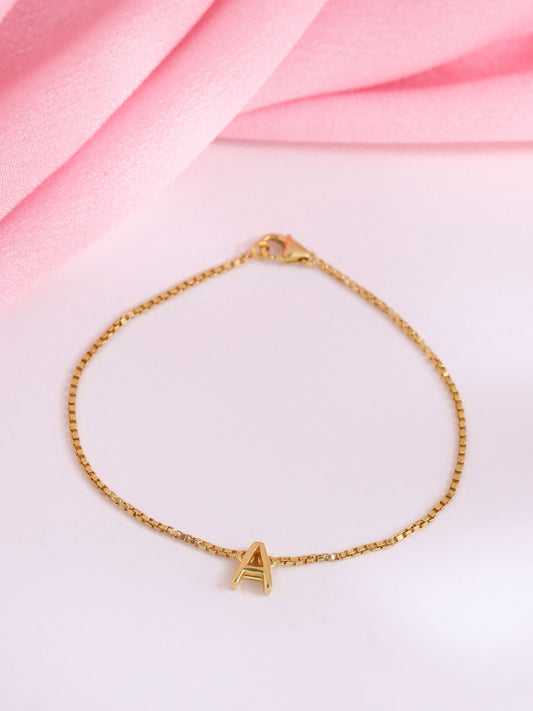 "A" Initial Gold Bracelet