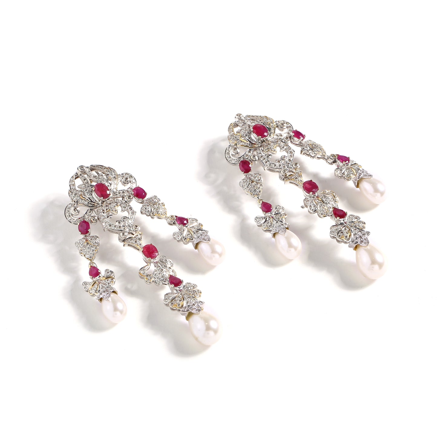 Ruby And Diamond Long Earrings