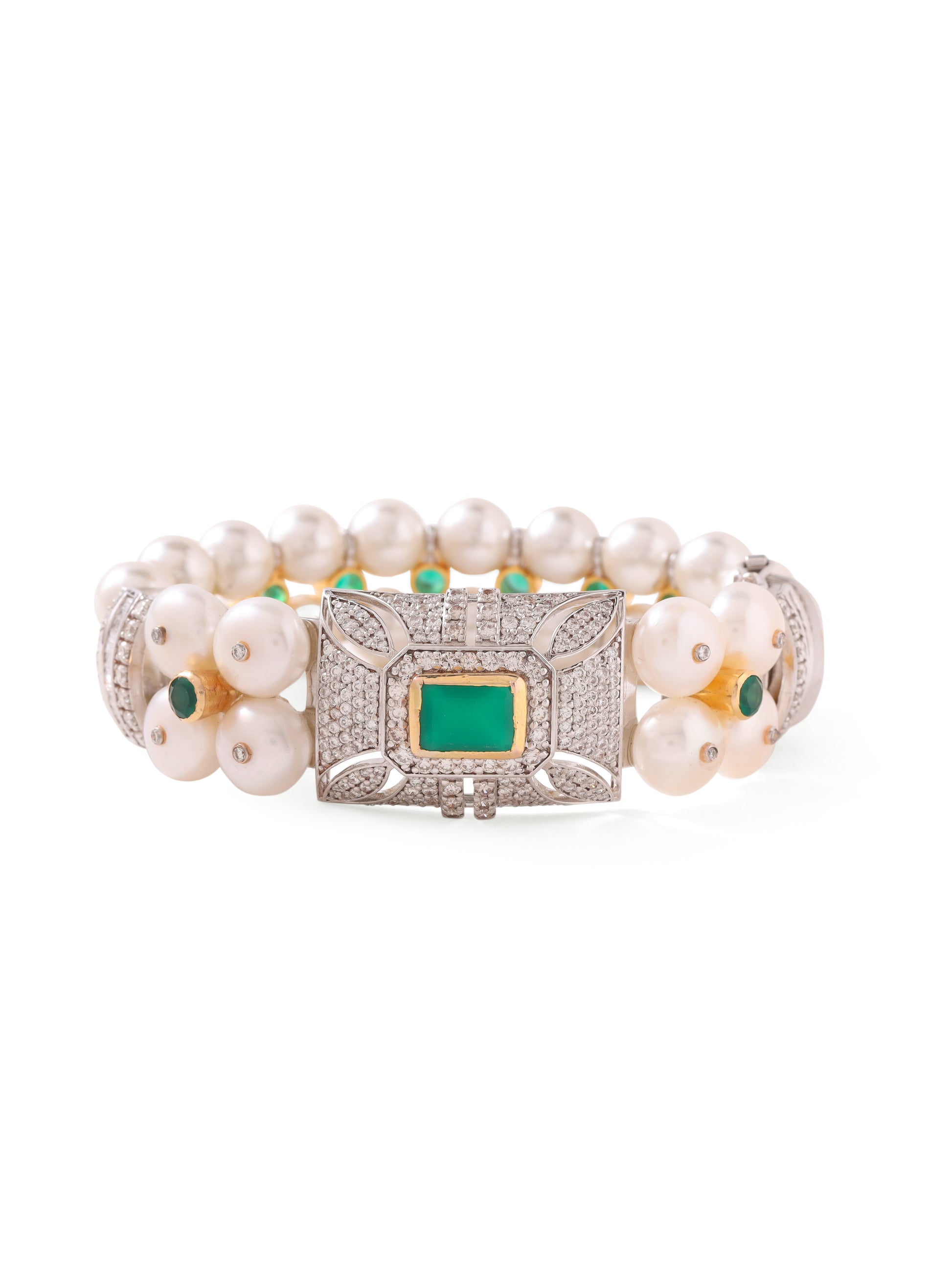 Elizabeth bracelet with Pearls, Diamonds and Emeralds