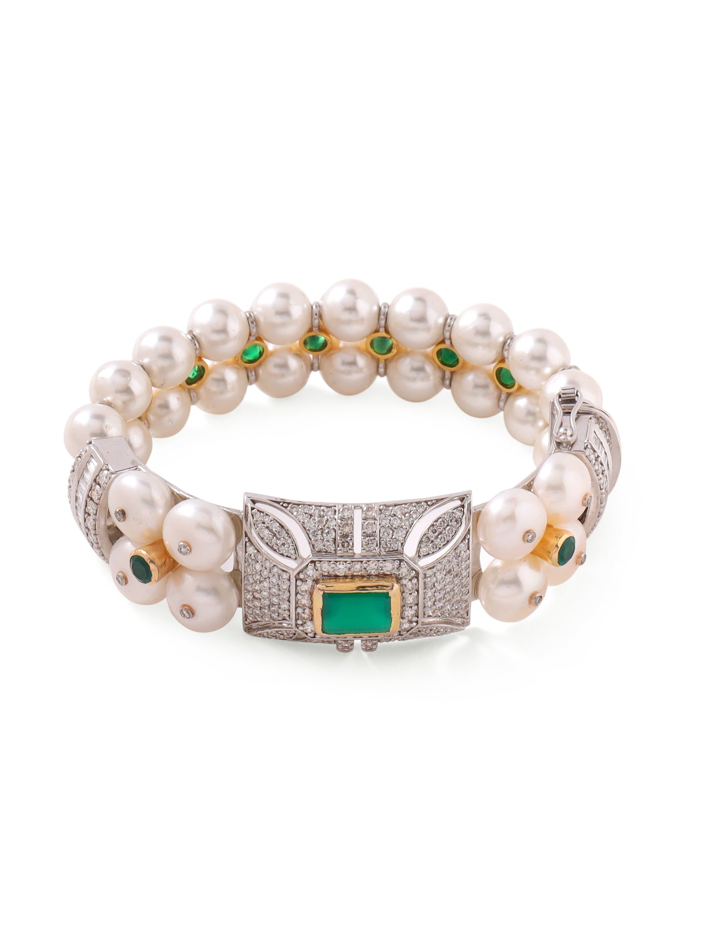 Elizabeth bracelet with Pearls, Diamonds and Emeralds