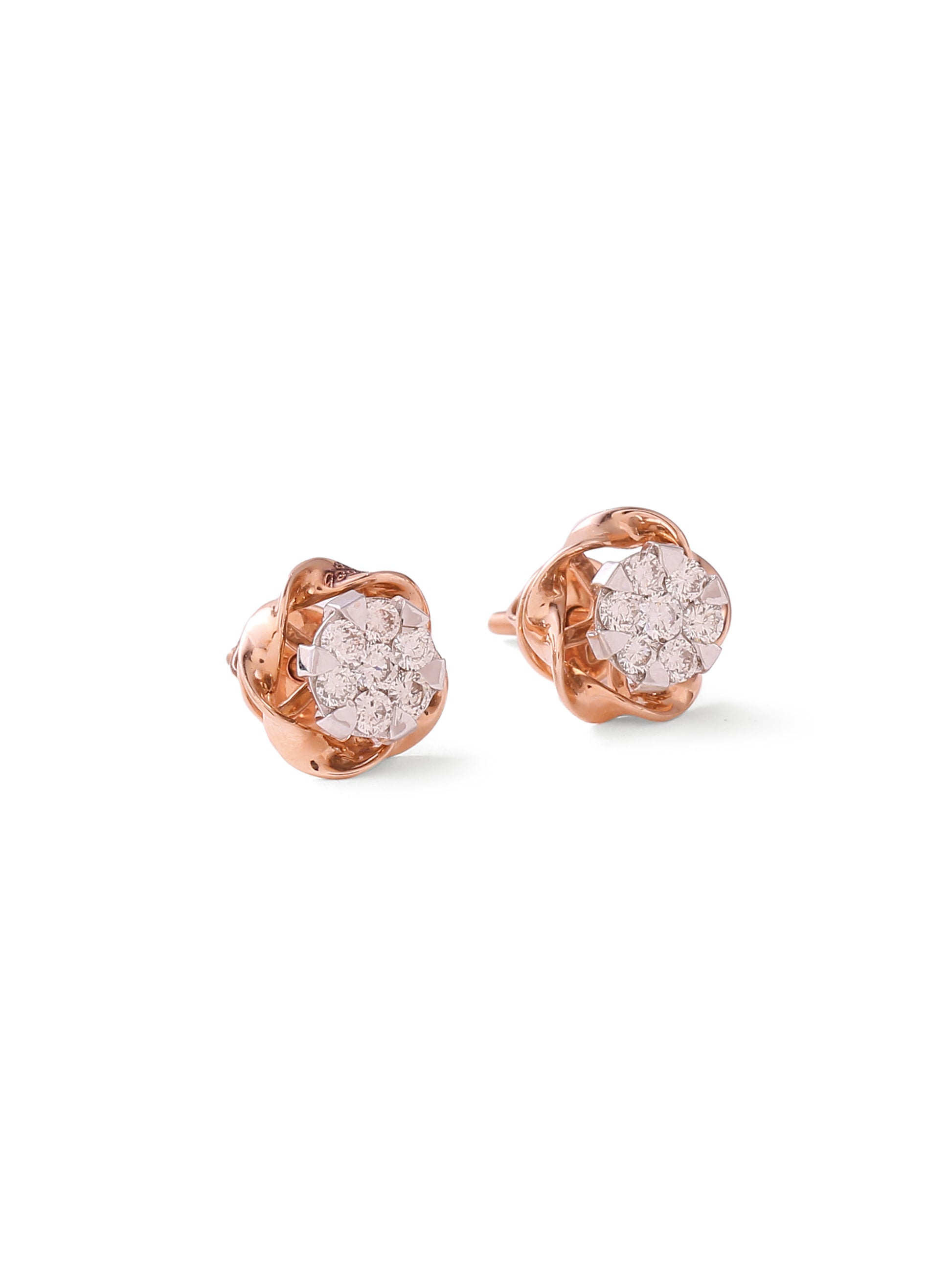 Diamond Cluster Rose Earrings