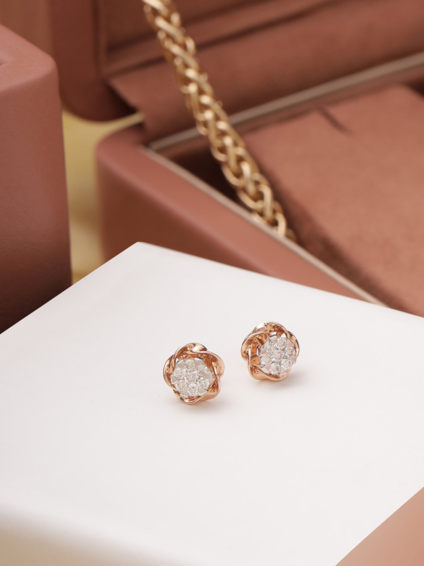 Diamond Cluster Rose Earrings