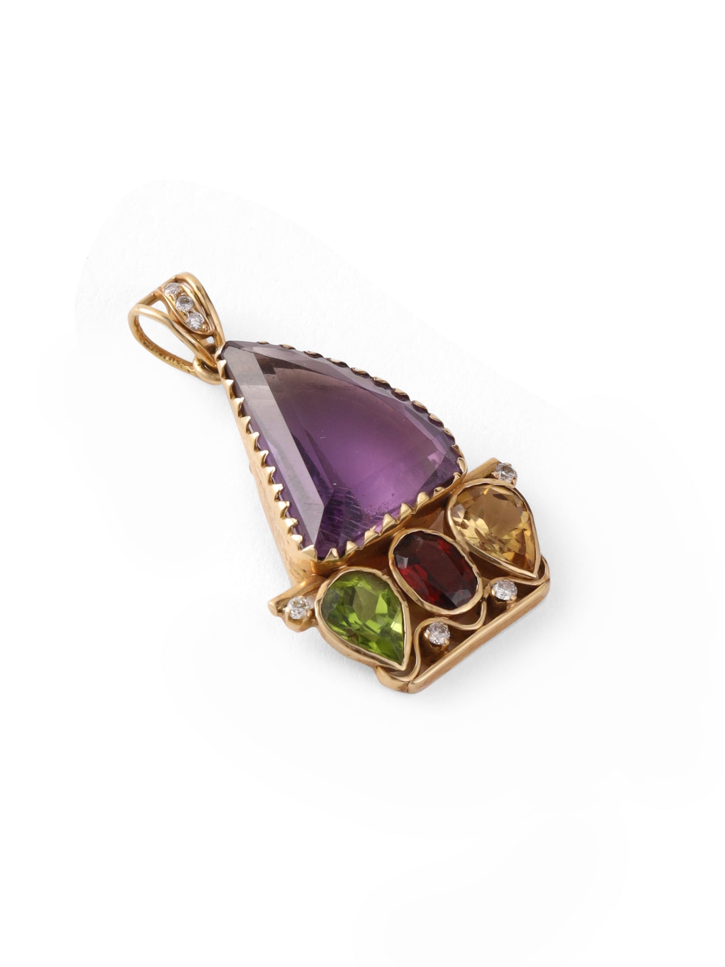 14KT Yellow Gold Amethyst Boat Pendant