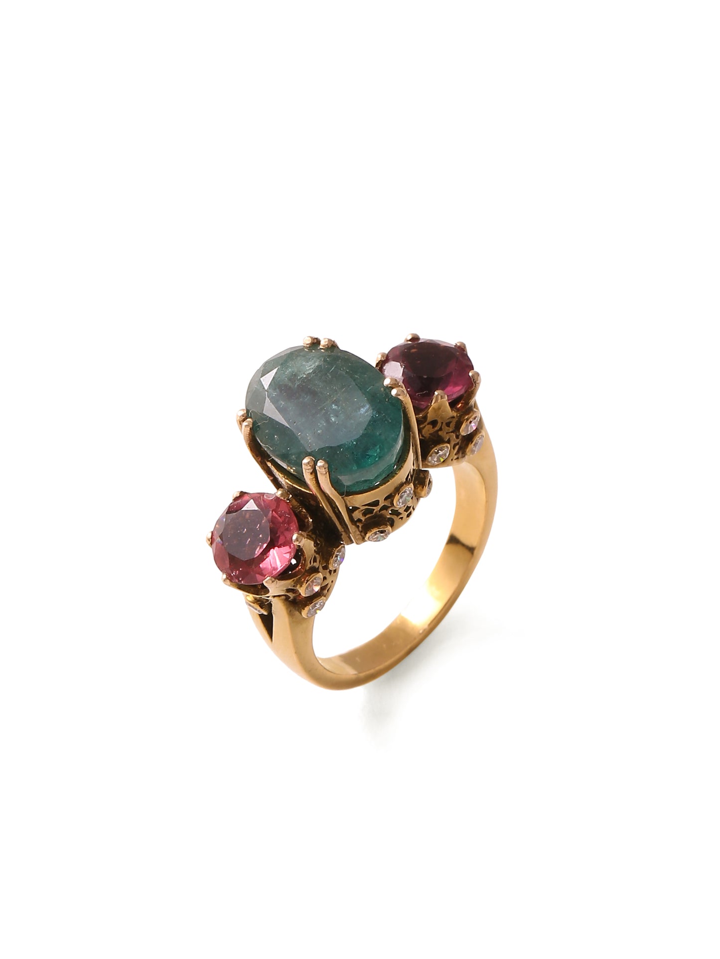 Heera Panna Victorian Ring