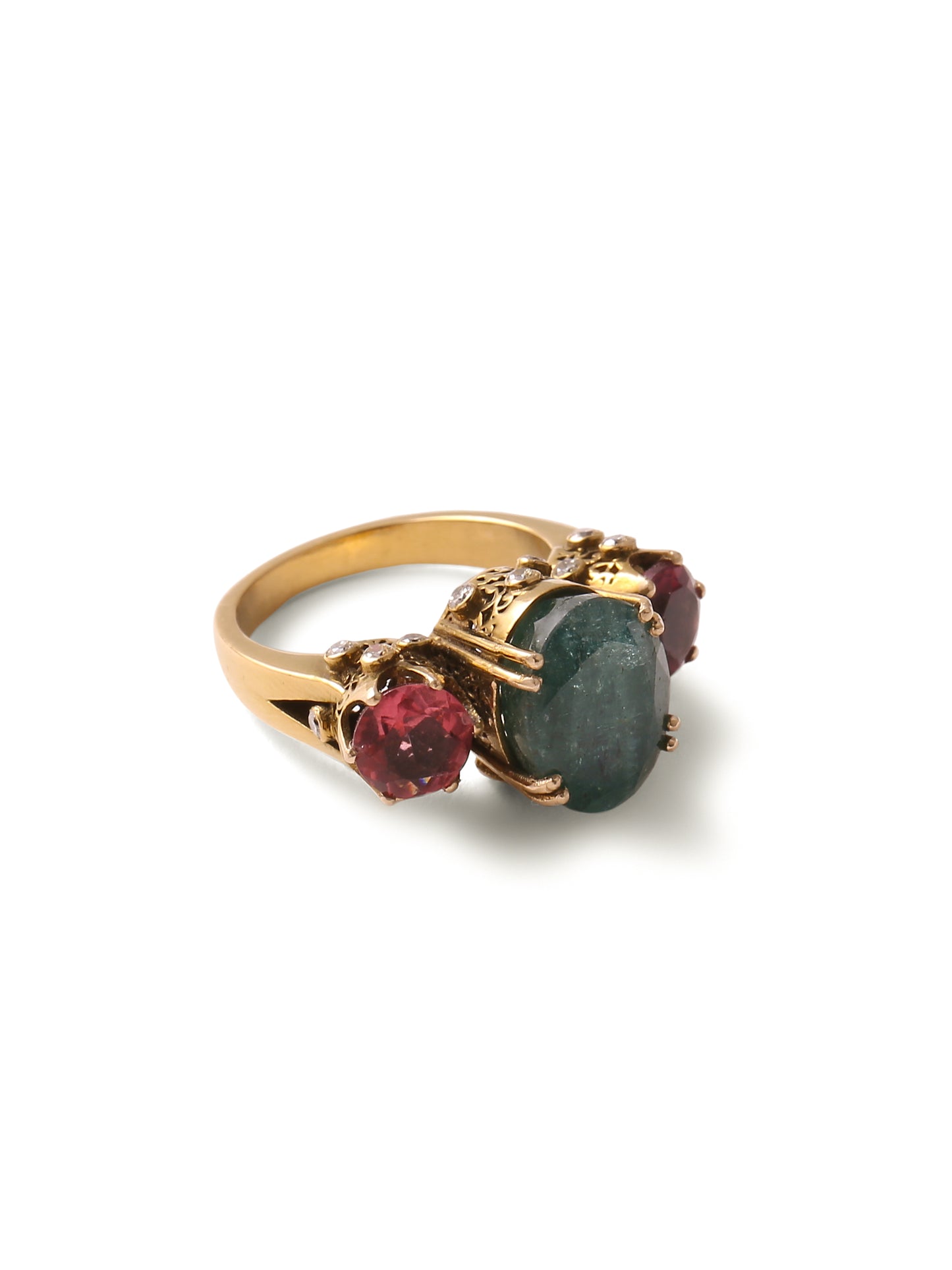 Heera Panna Victorian Ring